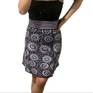 Dakini Elastic Waist ALine Skirt Black Purple Celestial Print Size XS Hiking EUC